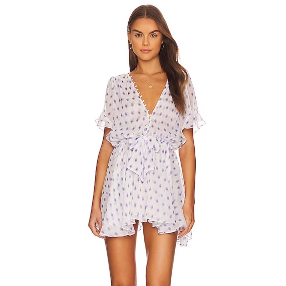 MISA LOS ANGELES CHLOE DRESS IN WHITE EVIL EYE